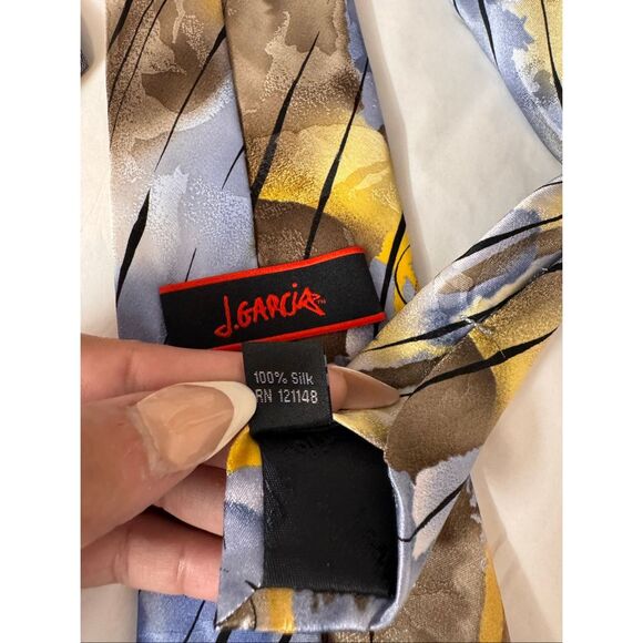 J. Garcia Silk Tie Wetlands I Collection 57 Abstract Pattern Multicolor - Picture 4 of 6